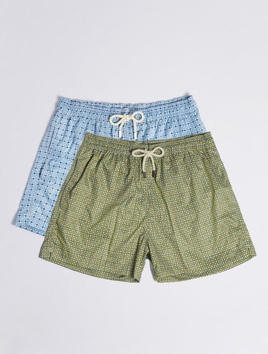 2 x Swim Shorts Venecia Printed | Blue Mosaic | Green Mosaic
