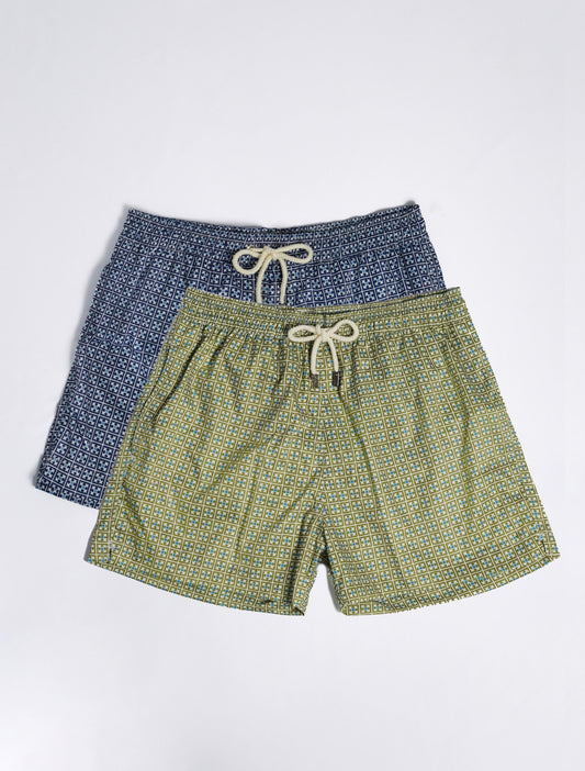 2 x Swim Shorts Venecia Printed | Navy Mosaic | Green Mosaic